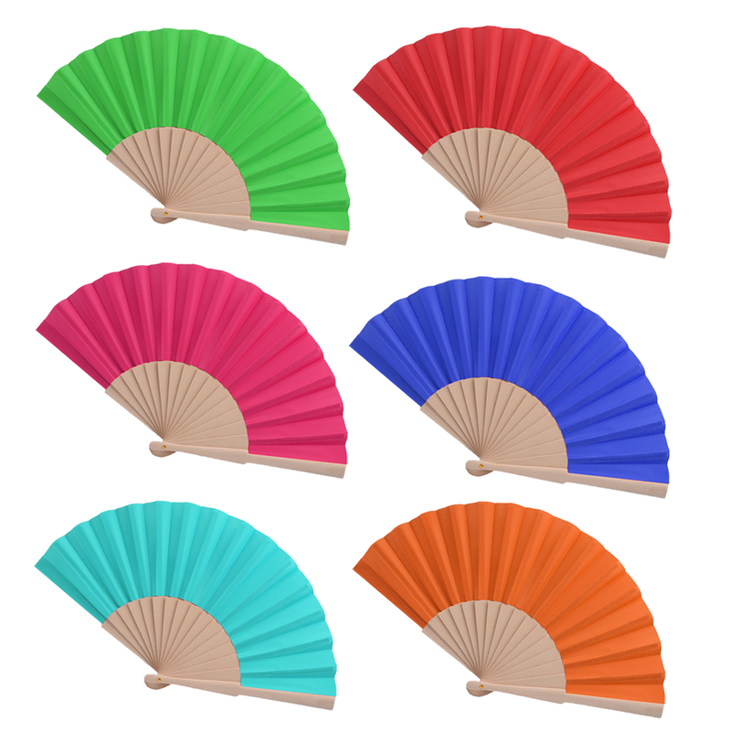 Personalized Handmade Wood and Fabric Hand Folding Fans for Different Colors